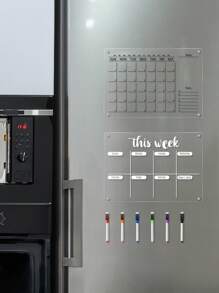 1pc Acrylic Magnetic Dry Erase Board, Fridge Calendar/Weekly Planner, Magnetic Clear Refrigerator Memo/Message/Reminder Board, Wall Hanging Display Board For Home Best Gifts Birthday