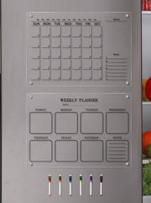 1pc Acrylic Magnetic Dry Erase Board, Fridge Calendar/Weekly Planner, Magnetic Clear Refrigerator Memo/Message/Reminder Board, Wall Hanging Display Board For Home Best Gifts Birthday
