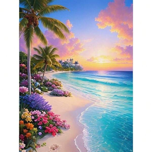 1pc Paint By Numbers For Adults Seaside Landscape Diy Oil Painting By Numbers Sunset Drawing On Canvas Home Bedroom Wall Artwork