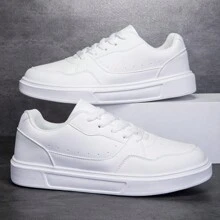 Novo Tênis Branco de Sola Grossa, Projetado por Celebridade, Bonito, Confortável, Leve, Estiloso, Versátil, Na Moda, Casual, Atlético para Homens - Branco - Visão 13