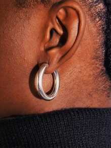 1 对女士奢华高品质环状耳环，大圆圈不锈钢金属经典夸张派对女王时尚耳饰 - 圓形 - 查看 11