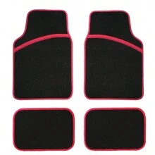 Conjunto de 4 tapetes de carro com bordas brilhantes, personalizados para mulheres, na cor preta, fáceis de limpar, com fundo de PVC antiderrapante, adequados para a maioria dos modelos. Frente 25,39 pol x 17,32 pol, traseira 13,77 pol x 16,92 pol. - Tamanho Único - Ver 6