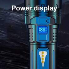 paweinuo Super Bright 7*LED Flashlight Rechargeable Torch Outdoor Camping Light With Flood Side Light Four Beads Digital Power Display - Black - View 9