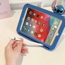 1pc Officially Licensed Stitch Silicone Case Compatible With Ipad Air 4/Air 5, IPad Mini 6, IPad Pro (10.5in): Adorable Shockproof Case With Pen Holder - Soft TPU Back Cover, Universal Fit, Foldable Stand & Pen Holder - Multicolor - View 9