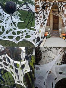 Decoraciones de Halloween para exteriores Telaraña de araña: Corta tu propia red de pescar gigante elástica de ganado. Decoración de casa embrujada con telarañas, decoración de Halloween con telaraña de araña blanca artificial elástica para escenas de fiesta de miedo en casa, decoración navideña