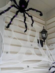 Decoraciones de Halloween para exteriores Telaraña de araña: Corta tu propia red de pescar gigante elástica de ganado. Decoración de casa embrujada con telarañas, decoración de Halloween con telaraña de araña blanca artificial elástica para escenas de fiesta de miedo en casa, decoración navideña