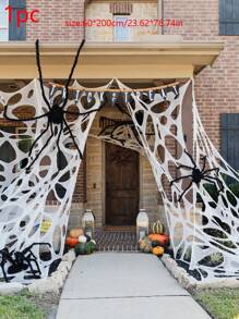 Decoraciones de Halloween para exteriores Telaraña de araña: Corta tu propia red de pescar gigante elástica de ganado. Decoración de casa embrujada con telarañas, decoración de Halloween con telaraña de araña blanca artificial elástica para escenas de fiesta de miedo en casa, decoración navideña