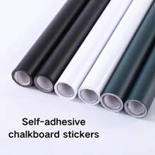 1 Set 45cm/17.7in*100cm/39.3in Self-Adhesive Blackboard/Whiteboard/Green Board Paper, Can Be Cut Freely And Erased Repeatedly, Suitable For Writing Practice, Chalk & Marker Art, Home Decoration, Meeting Records. Comes With 5 Colored Chalks For Black/Green Board, And 1 Pen For Whiteboard. The Broken Gift Does Not Affect The Use.
