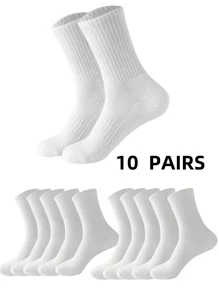 10 pares de meias unissex cano médio, adequadas para uso diário