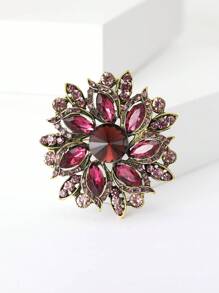 1pc Fashionable Rhinestone Flower Brooch Suitable For Daily Wear By Women Valentines,Mom,Mother,Mother's Day,Gift