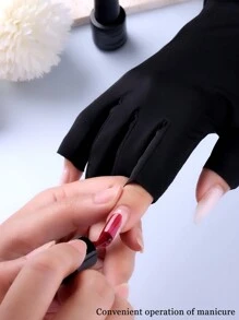 1 双防紫外线美甲手套，黑色、白色、粉色美甲专业防护手套，居家户外弹力露指手套美甲沙龙辅助工具、美甲用品、美甲工具、美甲工具、返校、指甲、按压指甲的美甲工具