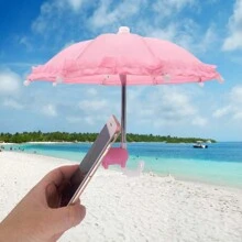 1pc Lace Sun Protection Umbrella With Silicone Suction Cup Phone Holder - Multicolor - View 14