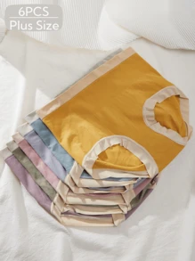 6pcs/Pack Women Multi-Color Seamless Highwaist Tummy Control Plus Size Panties - Multicolor - View 7