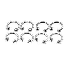8Pcs Stainless Steel Septum Piercing Nose Ring Cartilage Earrings For Women Men Body Jewelry Punk Accessories 16G