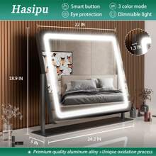 Gương trang điểm Hasipu có đèn, kích thước 24.2" x 18.9", gương trang điểm LED, gương có đèn chiếu sáng với độ phóng đại 10X và cổng sạc USB, giá đỡ điện thoại, cảm ứng thông minh, 3 màu có thể điều chỉnh độ sáng, xoay 360° (Màu đen), Giá rẻ, Ngày lễ tình nhân, Hàng giá rẻ, Du lịch, Đồ dùng cần thiết khi đi du lịch, Trang trí phòng, Quà tặng Valentine, Đồ rẻ tiền, Phòng, Đồ 1 đô la, Đồ dùng cần thiết cho kỳ nghỉ, Quà tặng cho phụ nữ, Phòng ngủ, Valentine, 99 xu - màu đen - Xem 6