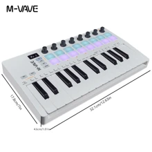 New Arrival M-VAVE SMK-25 II 2nd Generation MIDI Keyboard With 25 Keys, 8 Assignable Encoders, 16 RGB Backlights, Wireless MIDI Output Function, 5 OCT+, OCT-, Velocity Sensitivity And Glide Function, Octave Capacitive Touch Strip, Compatible With WINDOWS, IOS, Android, 2000mAh Battery. - Black - View 7
