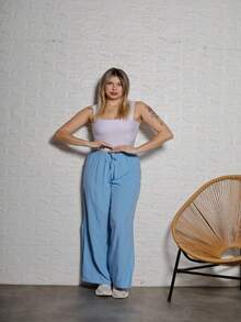 Women Pants - 淺藍色 - 查看 2