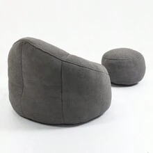 Bedding Bean Bag Sofa Chair High Pressure Foam Bean Bag Chair Adult Material With Padded Foam Padding Compressed Bean Bag With Footrest - 灰色+超細纖維 - 查看 13