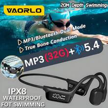 VAORLO 骨传导耳机，蓝牙5.4立体声低音无线耳机，IPX8级防水，游泳潜水皆可使用，内置32GB MP3播放器，HiFi立体声耳机带麦克风，LED数字显示屏，适合运动、游泳、骑行等场景，兼容所有智能手机 - 黑色 - 查看 3