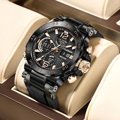 Foxbox Fb0033 Fashionable Round Dial Dual Display Men's Digital Watch