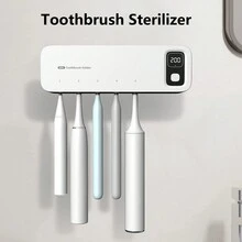 1入智能UV消毒牙刷架，帶剃鬚刀的牙刷架，壁掛式牙刷收納架，智能牙刷消毒器，浴室配件 - 白色 - 查看 9