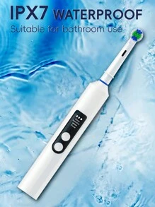 Intelligent Rotating Electric Toothbrush, 4 Modes USB Charging Smart Rechargeable Rotary Rotation Electric Toothbrushes With Timer, LED Indicator, Travel Case And 2 Brush Heads, Compatible With OralB Replacement Toothbrush Brush Heads - White - View 8