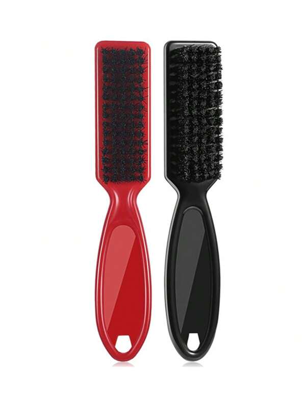 2 piezas Cepillo para bigote de hombre con mango de plástico, cepillo para cabeza con aceite vintage, cepillo de limpieza para corte de cabello YQ-090