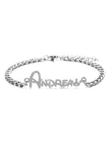 Customized Personalized Heart Shaped Crown Letter Couples Anklet, Sparkling Frosted Name Anklet For Men, 5mm Thick Link Chain, Bohemian Style Beach Jewelry Gift For Wife, Girlfriend Valentines