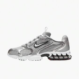 Nike Zapatos deportivos y de ocio de mujer/hombre Air Zoom Spiridon Cage 2 bajos, resistentes a impactos, antideslizantes y resistentes al desgaste, plateados, CJ1288-001