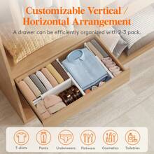 Drawer Dividers Plastic 4" High, 13.5-22" Adjustable Drawer Organizers For Clothes, Expandable Dresser Separators In Bedroom/Bathroom/Kitchen/Fridge/Office Organization And Storage Halloween Decorations Halloween Costumes Autumn Decor Festival Decor - White - View 3