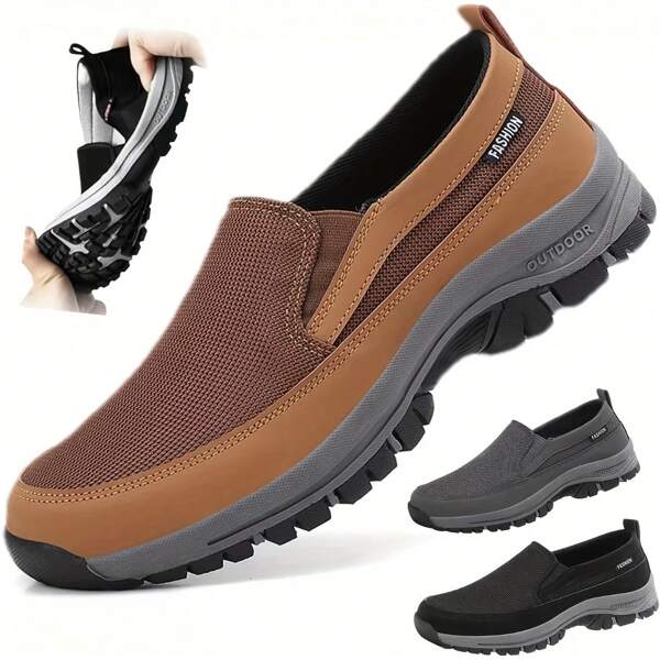 Mocassins canevas à enfiler pour hommes, chaussures de sport décontractées antidérapantes pour l'extérieur, chaussures plates de marche pour bateau