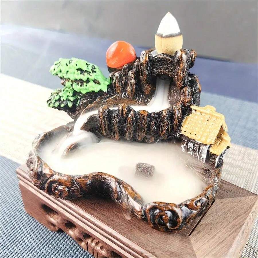 Exquisite Waterfall Backflow Incense Burner Unique Resin Decoration