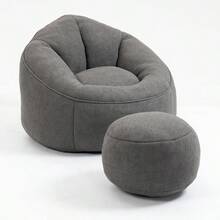 Bedding Bean Bag Sofa Chair High Pressure Foam Bean Bag Chair Adult Material With Padded Foam Padding Compressed Bean Bag With Footrest - 灰色+超細纖維 - 查看 19
