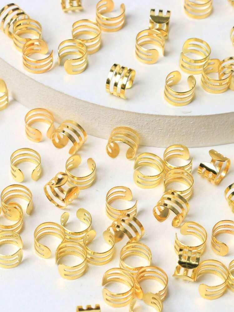 60 chiếc vòng cài tóc 3 vòng, hạt trang trí tóc, kẹp mở được dùng cho tóc tết, phụ kiện tóc thời trang, thích hợp cho mùa hè, đi biển, trang phục Halloween, trang trí tóc cá nhân hóa. - Vàng - Xem 3