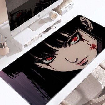 1pc Anime Red Pupil Fashion Lady Pattern Mouse Pad Large Gaming Multi-Size Keyboard Desk Mat Rubber Anti-Slip Office Mouse Pad Desk Accessories Keyboard Desk Pad For School Office Home Gift For Friend Family