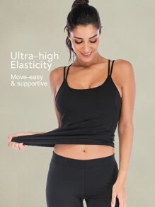 Tender Angel Women's Yoga Tank Top, Four Seasons Wearable, Quick-Drying, Elegant Crossed Back Fitness Shirt - Black - View 2