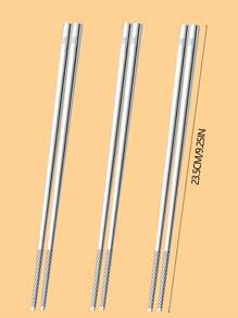 316L 不锈钢筷子套装，高端防滑防霉方形银色礼盒，成人长筷子，适合家庭、酒店和餐厅使用，学校用品，圣诞礼物 - 銀色 - 查看 10