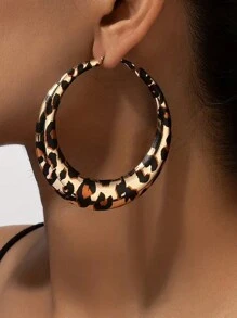 1 对优雅性感的女士耳环，金属粗环带动物豹纹图案，适合派对、节日和日常佩戴 - 豹紋耳環 - 查看 8