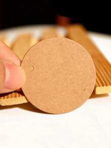 100 张圆形礼品包装标签，复古纸质礼品装饰卡，适合生日派对、返校情人节 - 棕色 - 查看 4