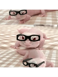 1 pieza Gafas de sol con diseño de ojos de lagarto en color aleatorio, decoración para tomar fotos, adecuado para varias mascotas pequeñas - Multicolor - Ver 2