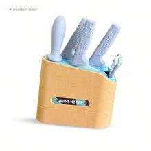 兒童嬉戲廚房玩具套裝，兒童烹飪配件，學齡前烹飪玩具套裝，角色扮演廚房玩具，兒童切割工具，兒童節/生日教育學習禮物，7件套裝（隨機顏色），包含小麥稈刀、砧板、刀架