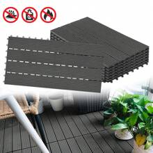Anthracite/Brown 30x60cm Rectangular WPC Tiles Terrace Tiles Balcony Tiles Click Tiles In Wood Look Rainproof With Drainage, 1-2 M² Click System Flooring For Terrace Balcony 6/12 Pieces CEEDIR - Anthracite - View 1