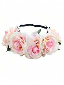 1个玫瑰花冠，高19.68英寸（50厘米），新娘发饰，适用于婚礼、派对、海滩度假、波西米亚风装饰道具。情人节配饰 - 彩色 - 查看 16