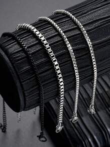 4pcs Minimalist Stainless Steel Chain Bracelets Set, Casual Men's Fashion Daily Wear - Multicolor - View 2