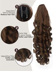 Brown Synthetic Ponytail Extension Extra Long Wavy Claws Clip Ponytail Braid Wave Curl Hair Clip Hairpiece For Women's Daily & Party Use
