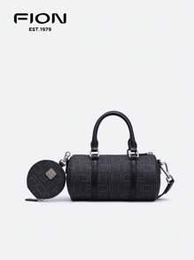 FION 2pcs Crossbody Shoulder Bag And Small Coin Purse Set Top Handle Handbag Satchel Purse Casual Compact Bag,Zip Closure,Dark Blu - Navy Blue - View 3