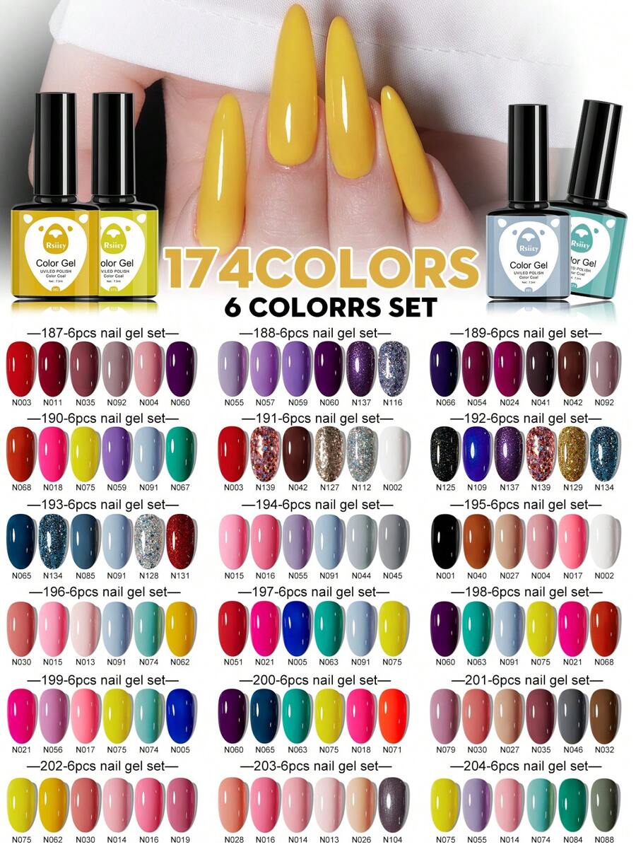 XEIJAYI XEIJAYI 6Pcs 7.3Ml Nail Gel Polish Set UV LED Soak Off Gel Polish: Get Creative With Colorful Mousse Gel Nail Polish For Home Salon Nail Art DIY For