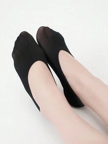 10 Đôi Tất Vô Hình Màu Đen Cho Nữ Độ Đàn Hồi Cao, Lưới Mỏng, Silicon Chống Trơn Trượt, Bề Mặt Lụa - màu đen - Xem 3