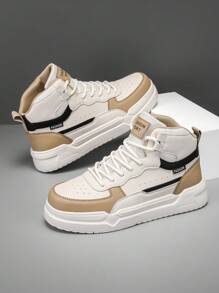 (Runs Small) Men's High-Top Lace-Up Casual Skateboard Shoes, Minimalist Versatile Comfortable Outdoor Sports Sneakers, Couple Shoes