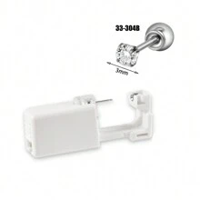 1PC Easy To Use Disposable Sterile Ear Piercer With Flower Gem Ball Buckle Set Piercing Gun Body Piercing Jewelry Valentines - Silver - View 14